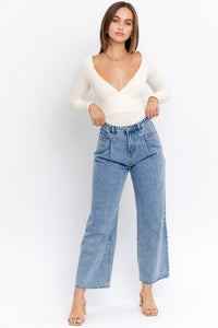 Long Sleeve Surplice Bodysuit