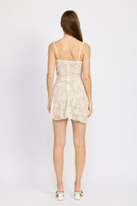 SPAGHETTI STRAP LACE MINI DRESS